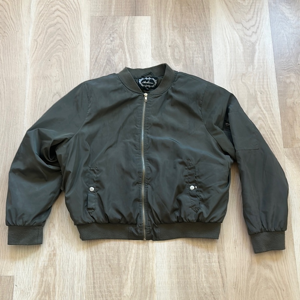 Ambiance Green Bomber Jacket Smooth Casual Fit